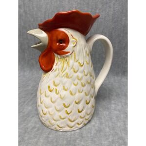 Threshold Stoneware Rooster Pitcher Farmhouse Kitchen‎ Decor Ceramic Chicken